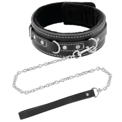 High-quality leather necklace with leash – Darkness