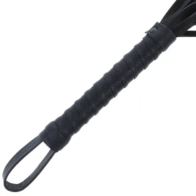 Black Bondage Whip with Leather Handle – Darkness