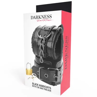 Black leather handcuffs with padlock – Darkness