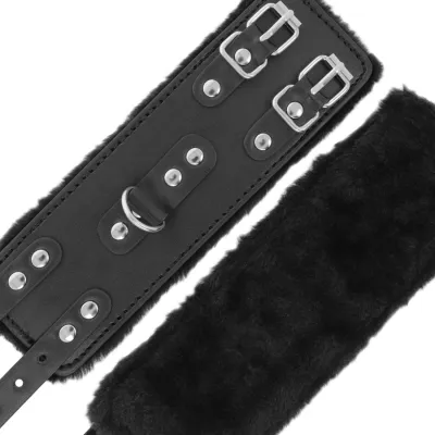 Lederhandschellen Mit Futter Verstellbar Schwarz – Darkness