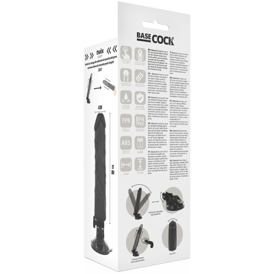 Realistischer Vibrator Mit Fernbedienung Schwarz 21cm | Basecock
