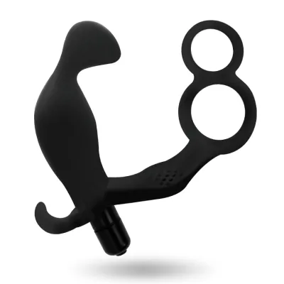 Analplug Mit Doppeltem Penisring Und Hoden Schwarz | Addicted Toys