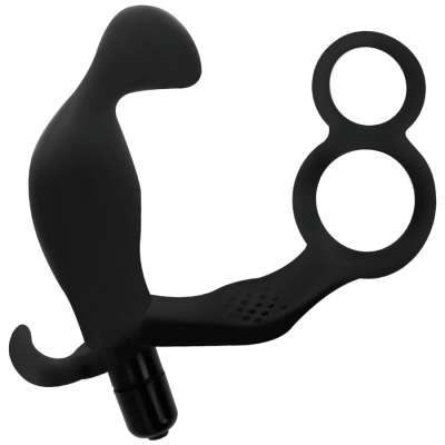 Analplug Mit Doppeltem Penisring Und Hoden Schwarz | Addicted Toys