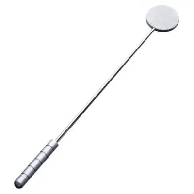 Silver telescopic magnetic rod with round head and ribbed handle on a white background.