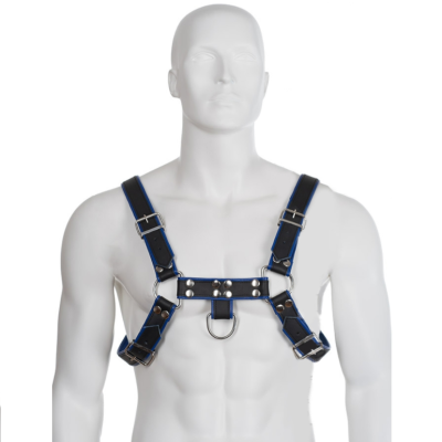 Brustharness Schwarz / Blau Leder | Leatherbody