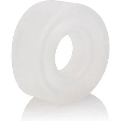 White, round silicone wheel with a hole in the middle, on a white background.