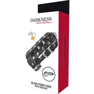 Leather Chastity Cage with Lock – Darkness
