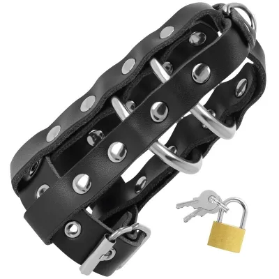 Leather Chastity Cage with Lock – Darkness