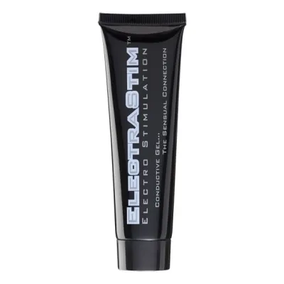 Schwarze Tube mit der Aufschrift "ElectraStim Electro Stimulation Conductive Gel".