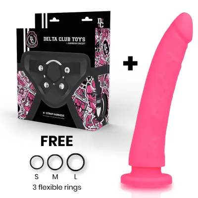Harness + Dong Rosa Silikon 23 X 4,5cm – Delta Club