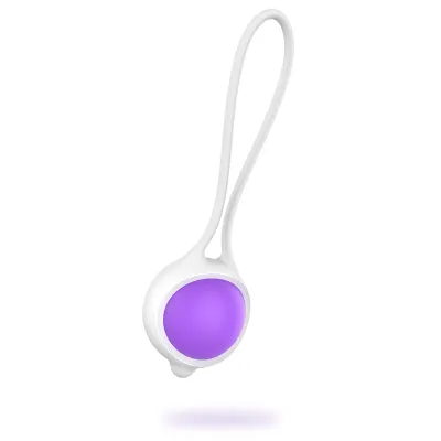 Purple bowling ball with a white loop, floating against a white background.