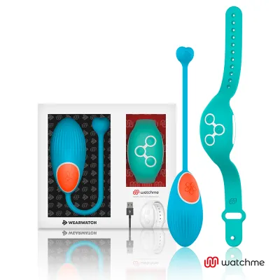 Türkises Wearable-Set mit Herz- und Blumenmotiven, USB-Kabel und Verpackung.