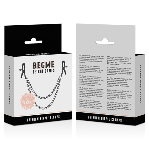 Nippelclips Mit Kette | Begme Red Edition verpackung front und back