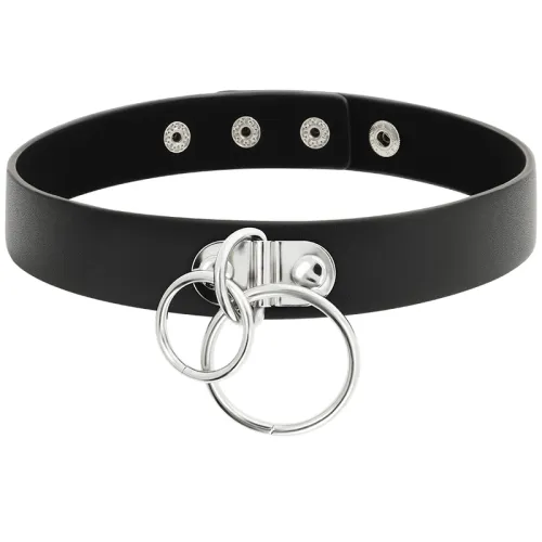 Double Ring Necklace Made of Vegan Leather – Coquette Chic Desire