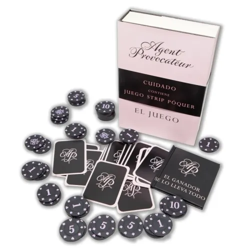 Poker set with cards and chips, packaging with the inscription "Agent Provocateur".
