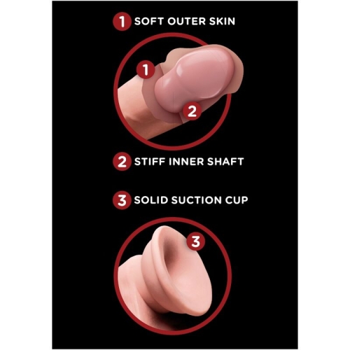 Triple Density Dildo Mit Schwingenden Eiern 15,2cm Hautfarben | King Cock