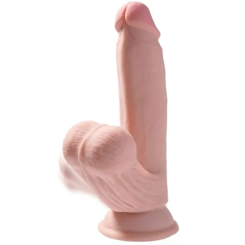 Triple Density Dildo Mit Schwingenden Eiern 15,2cm Hautfarben – King Cock