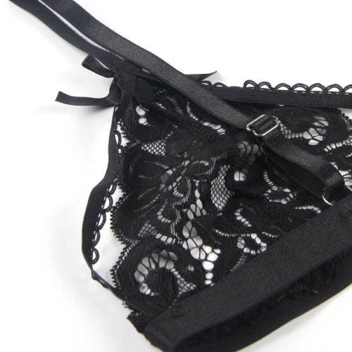 Dreiteiliges Set BH+ Strumpfgürtel + String L/XL | Subblime