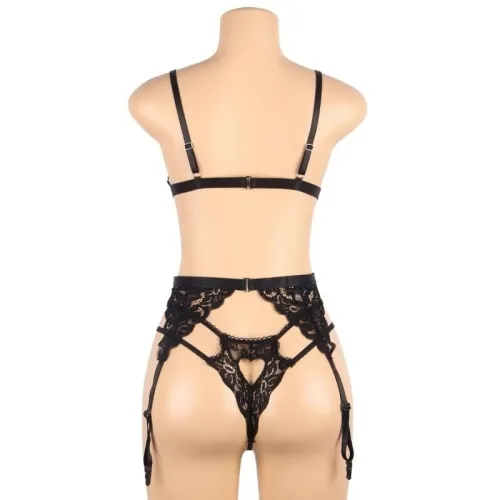 Three-piece set bra + garter belt + thong L/XL – Subblime