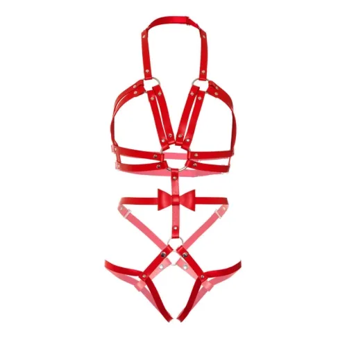 O Ringgurt Mit Nieten Teddy L Rot – Leg Avenue
