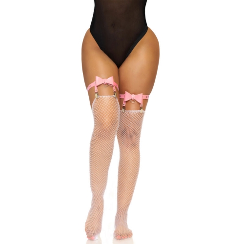 Vegan Leder Strumpfhohe Strumpfhalter OneSize Rosa | Leg Avenue