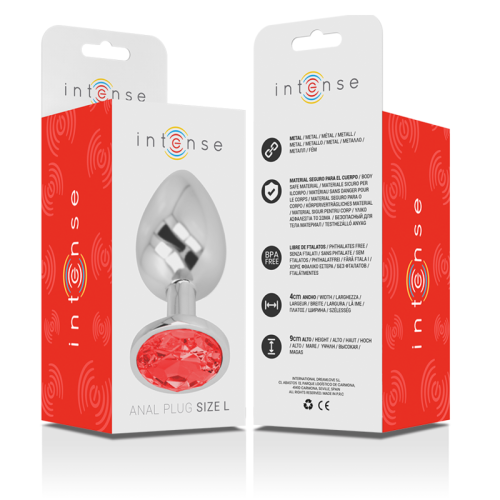 Analplug Aus Aluminium Mit Rotem Glas Grösse L | Intense