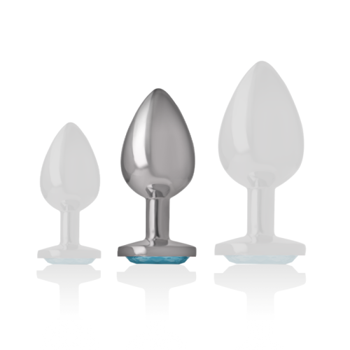 Analplug Aus Aluminium Mit Blauem Glas Grösse M | Intense