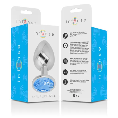 Analplug Aus Aluminium Mit Blauem Kristall L – Intense