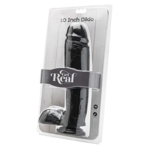 Dildo 25,5cm Mit Hoden Schwarz – Get Real