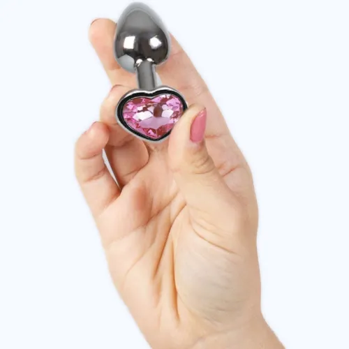 Metall Buttplug Fuchsia Herz 7cm – Secretplay