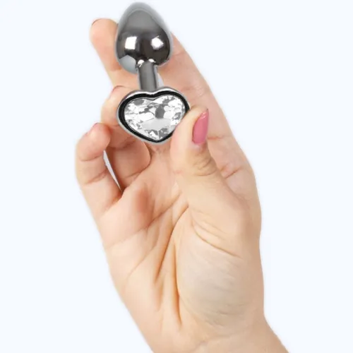 Metal Butt Plug Clear Crystal Heart 7cm – Secret Play