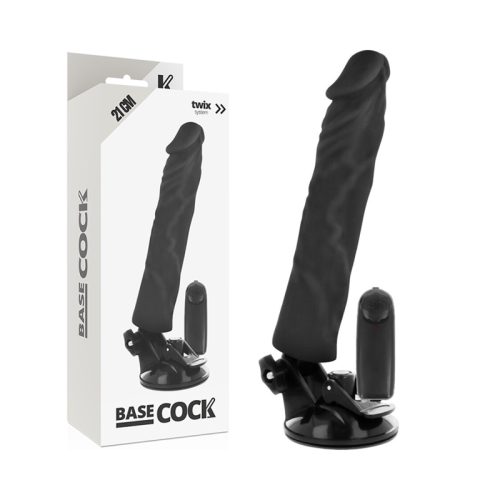 Realistischer Vibrator Mit Fernbedienung Schwarz 21cm | Basecock