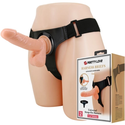 Harness Briefs Universal Harness Mit Dildo Tom 20cm Natur | Pretty Love