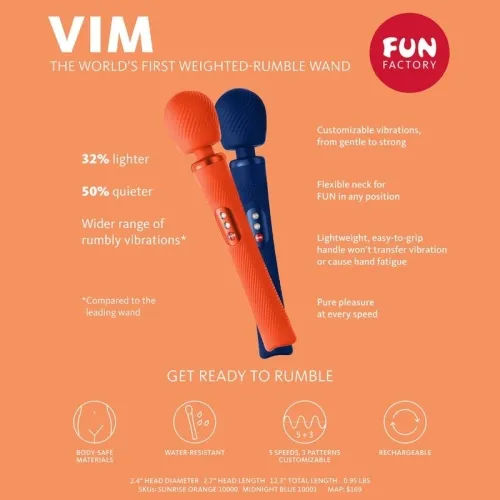 Vim Silikon Rumble Wand Mitternachtsblau – Fun Factory