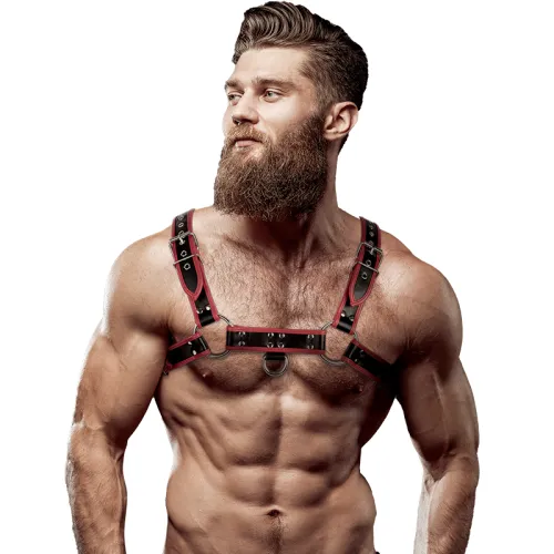 Brustgeschirr Aus Eco Leder Schwarz / Rot – Fetish Submissive