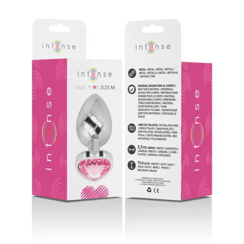 Anal plug aluminum pink heart M – Intense