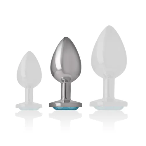 Analplug Aluminium Blaues Herz M – Intense