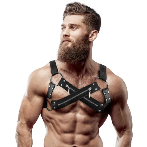 Verstellbarer Neopren Cross Over Brustgurt Mit Zipper – Fetish Submissive