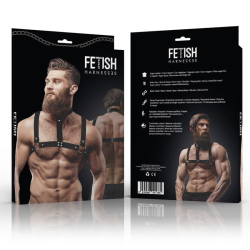 Verstellbarer Brustgurt Aus Öko Leder Mit Halskette | Fetish Submissive