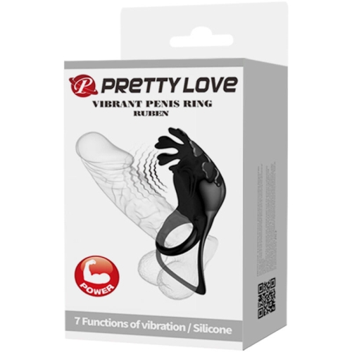 Ruben Vibratorring 7 Vibrationen Schwarzes Silikon | Pretty Love