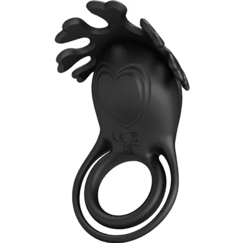 Black silicone ring with heart motif and wave-shaped details, CE and UKCA markings visible.