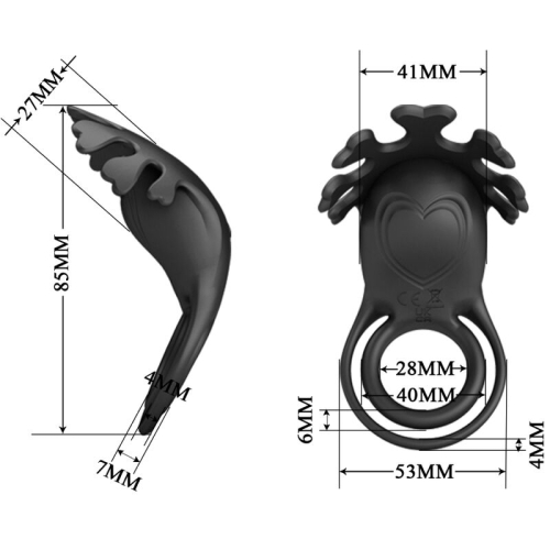 Ruben Vibratorring 7 Vibrationen Schwarzes Silikon | Pretty Love