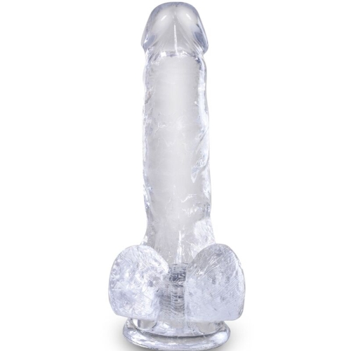 Realistischer Penis Mit 13,5cm Transparenten Eieren | King Cock