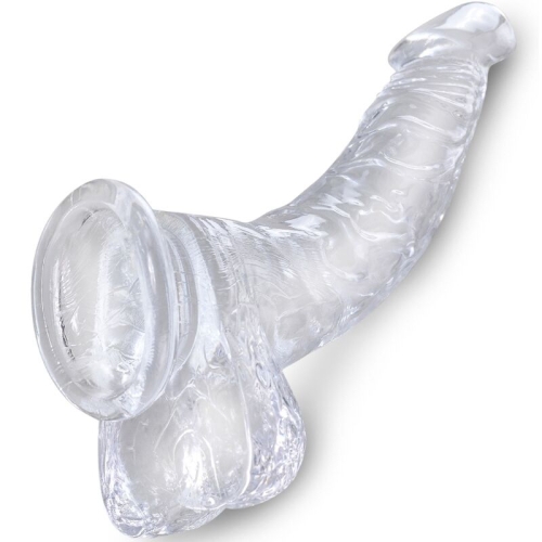 Realistisch Gebogener Penis Mit 16,5cm Transparenten Bällen | King Cock
