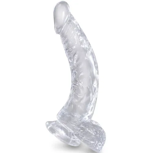 Realistisch Gebogener Penis Mit 16,5cm Transparenten Bällen – King Cock
