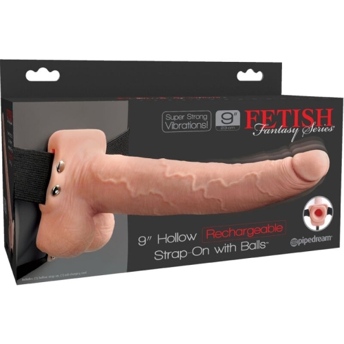 Verstellbares Gurt Realistischer Penis Mit Wiederaufladbaren Bällen Und Vibrator 23cm | Fetish Fantasy