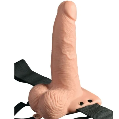 Verstellbarer Gurt, Realistischer Penis Mit Wiederaufladbaren Hoden Und Vibrator 15cm – Fetish Fantasy