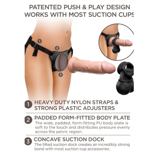 Deluxe Verstellbares Harness-Kit Ring Mit Hoden & Dildo 20,3cm | King Cock