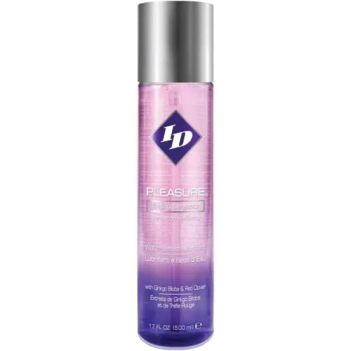 Bottle of water-based lubricant, purple and silver, 500 ml, brand ID Pleasure.