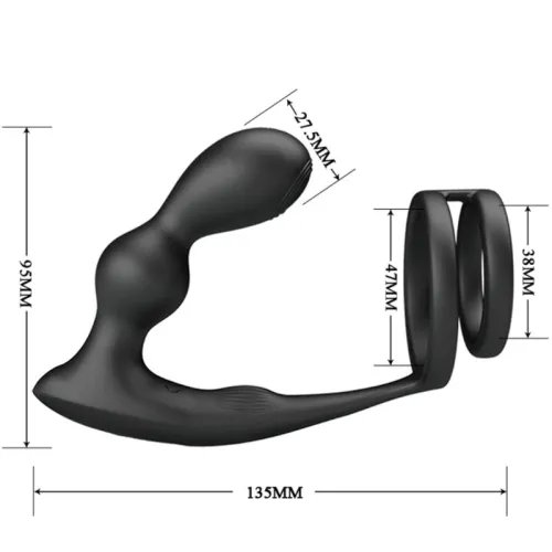 Marshall cock ring with vibrating anal plug – Pretty Love